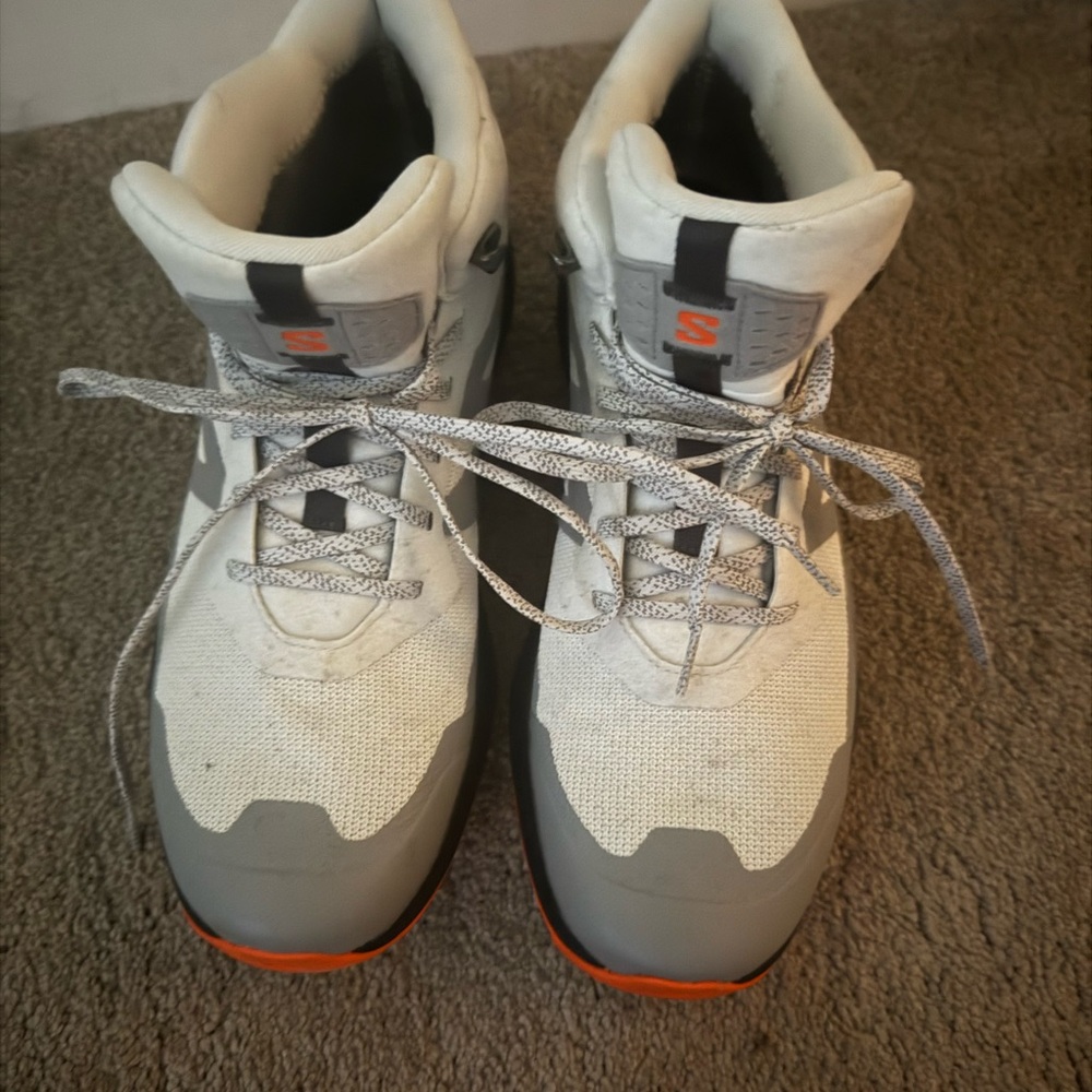 Salomon White and Orange Athletic Shoes